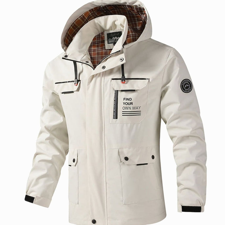 Herren Übergangsjacke mit Kapuze für Wanderungen in Weiß
