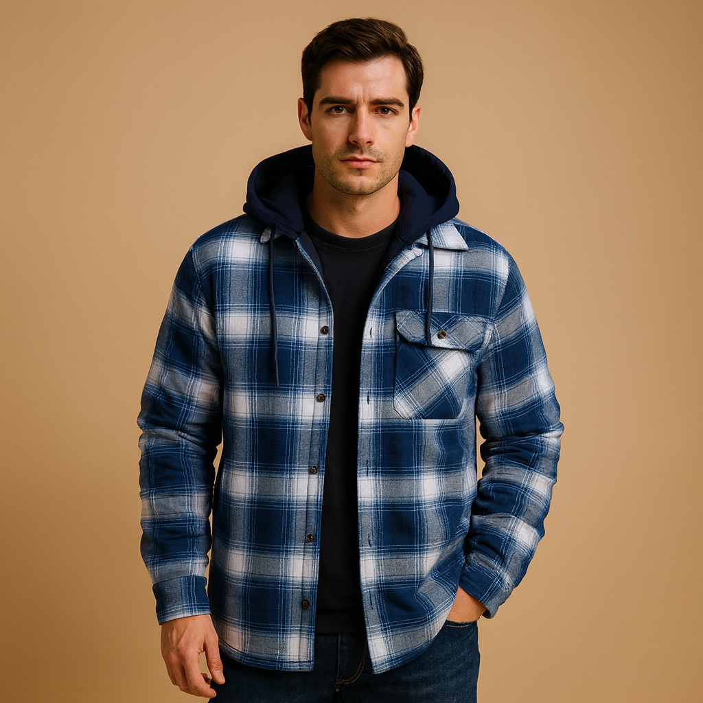 Herren Übergangsjacke mit Wärmefutter und Kapuze in Blau