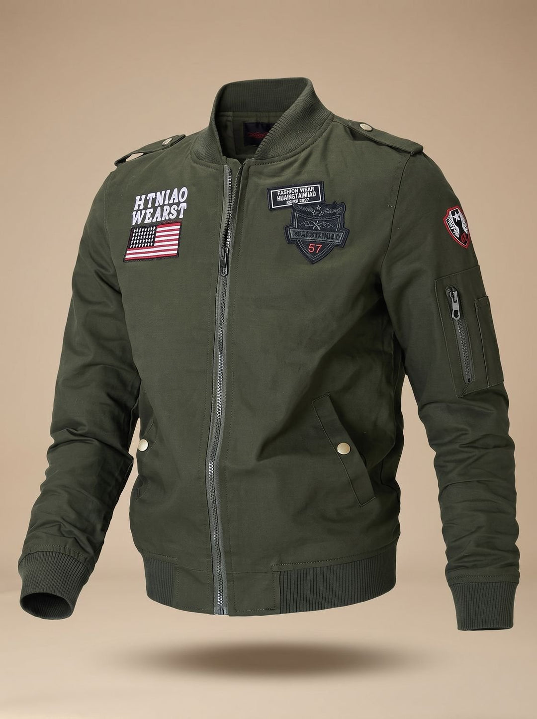 Herren Übergangsjacke Zip-Up mit Military-Patches (2)