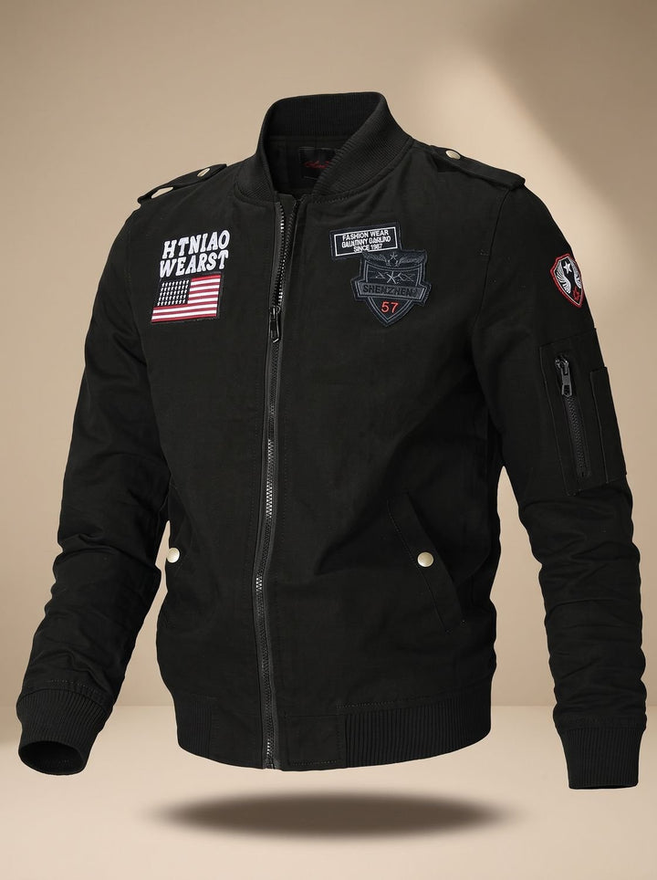 Herren Übergangsjacke Zip-Up mit Military-Patches (3)