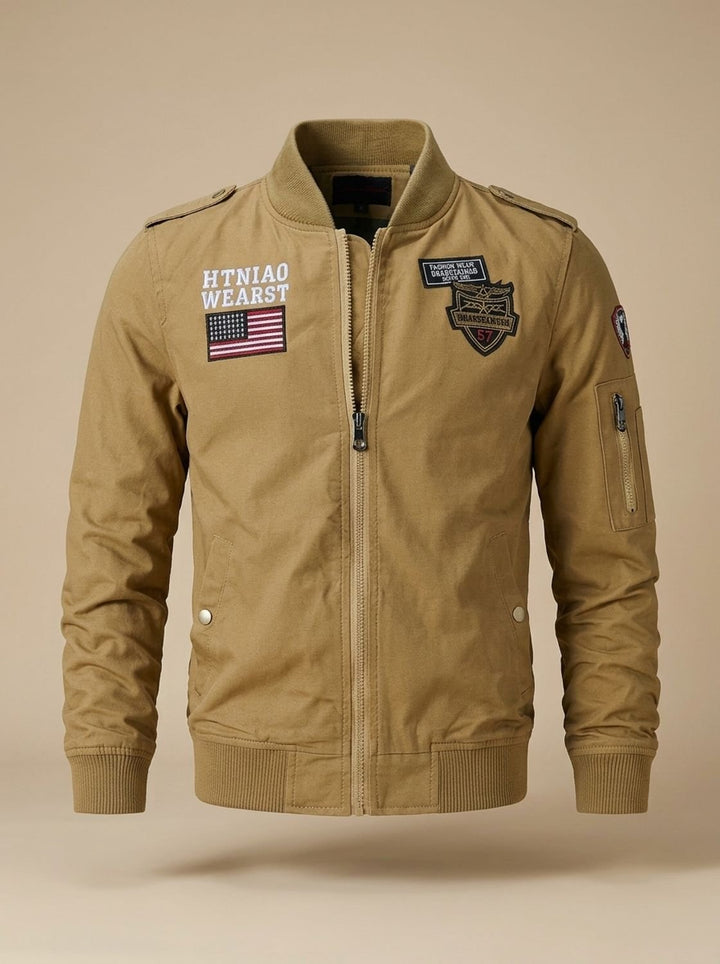 Herren Übergangsjacke Zip-Up mit Military-Patches (4)