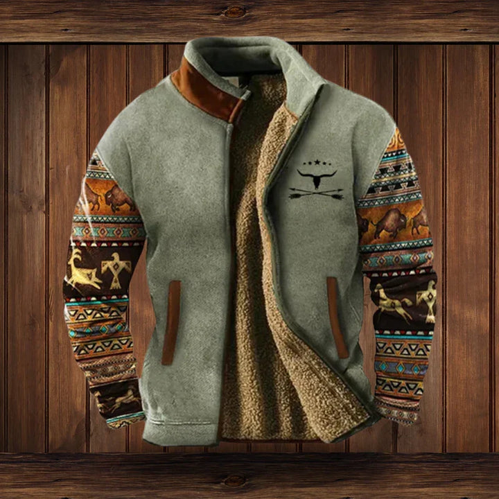 Herren Warme Fleece-Weste für Herbst in Grau mit Aufdruck