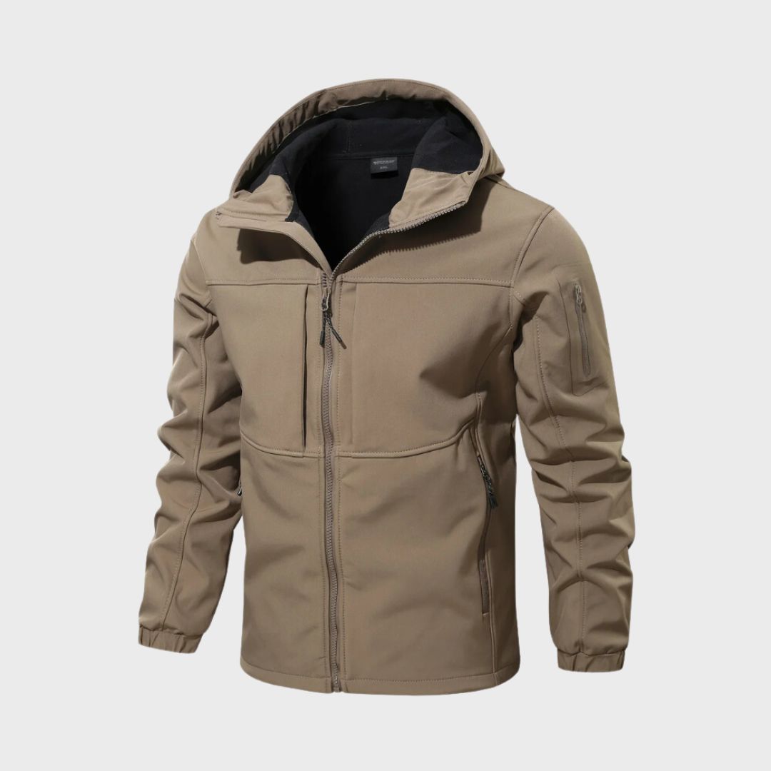 Herren Wasserdichte Softshelljacke für den Herbst in Khaki