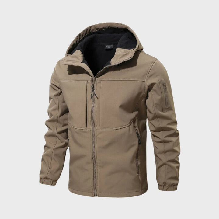 Herren Wasserdichte Softshelljacke für den Herbst in Khaki