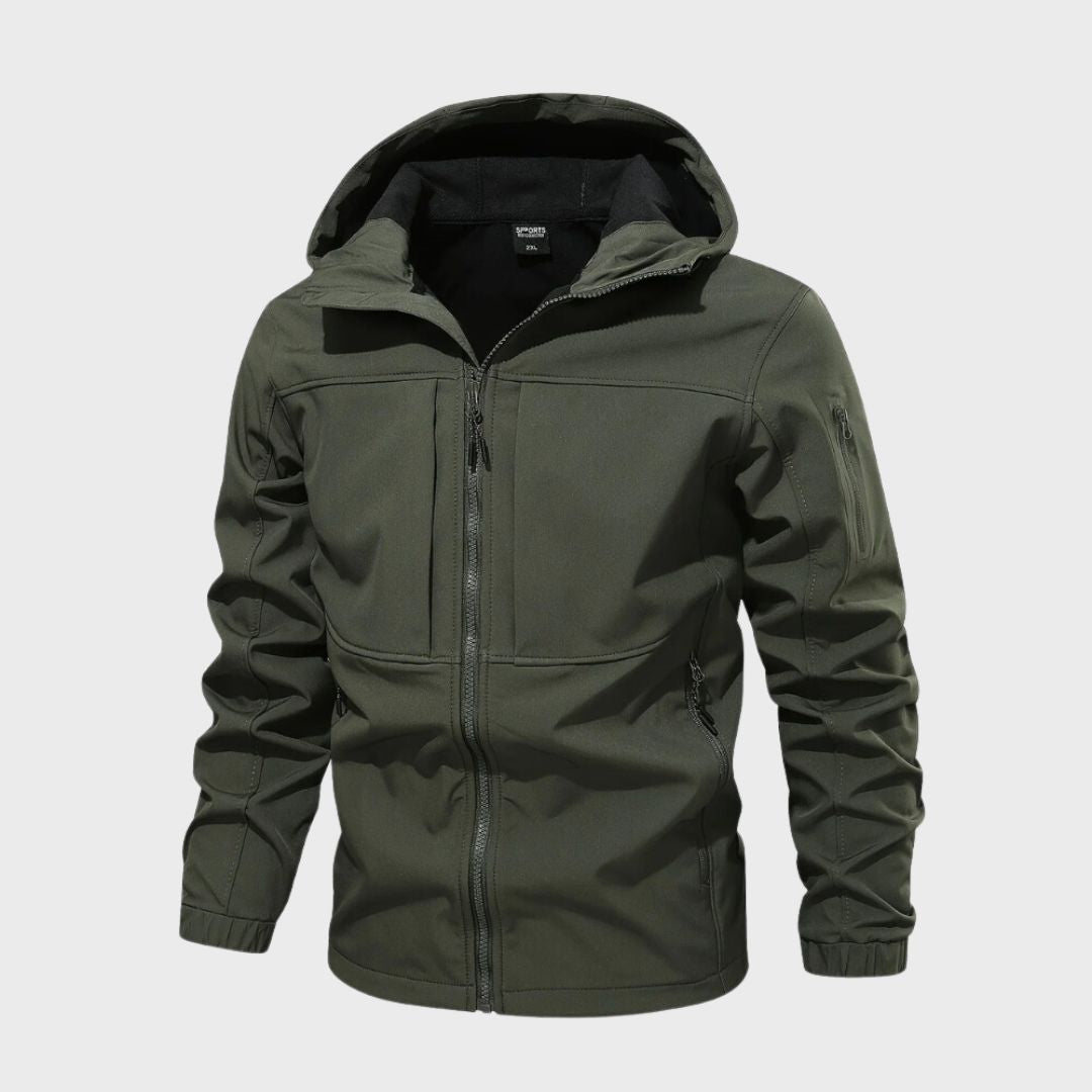 Herren Wasserdichte Softshelljacke für den Herbst in Olivgrün