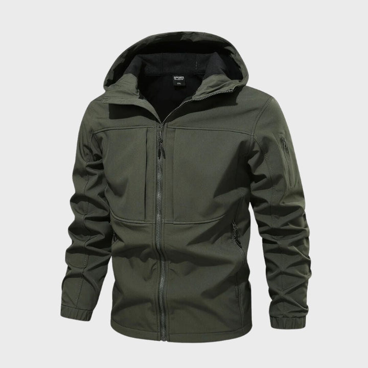 Herren Wasserdichte Softshelljacke für den Herbst in Olivgrün