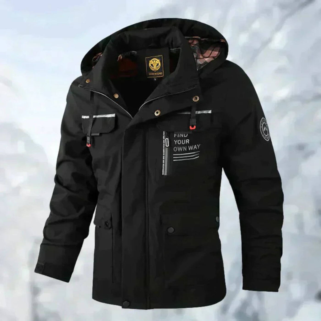 Herren Wasserdichte Übergangsjacke für draußen in Schwarz