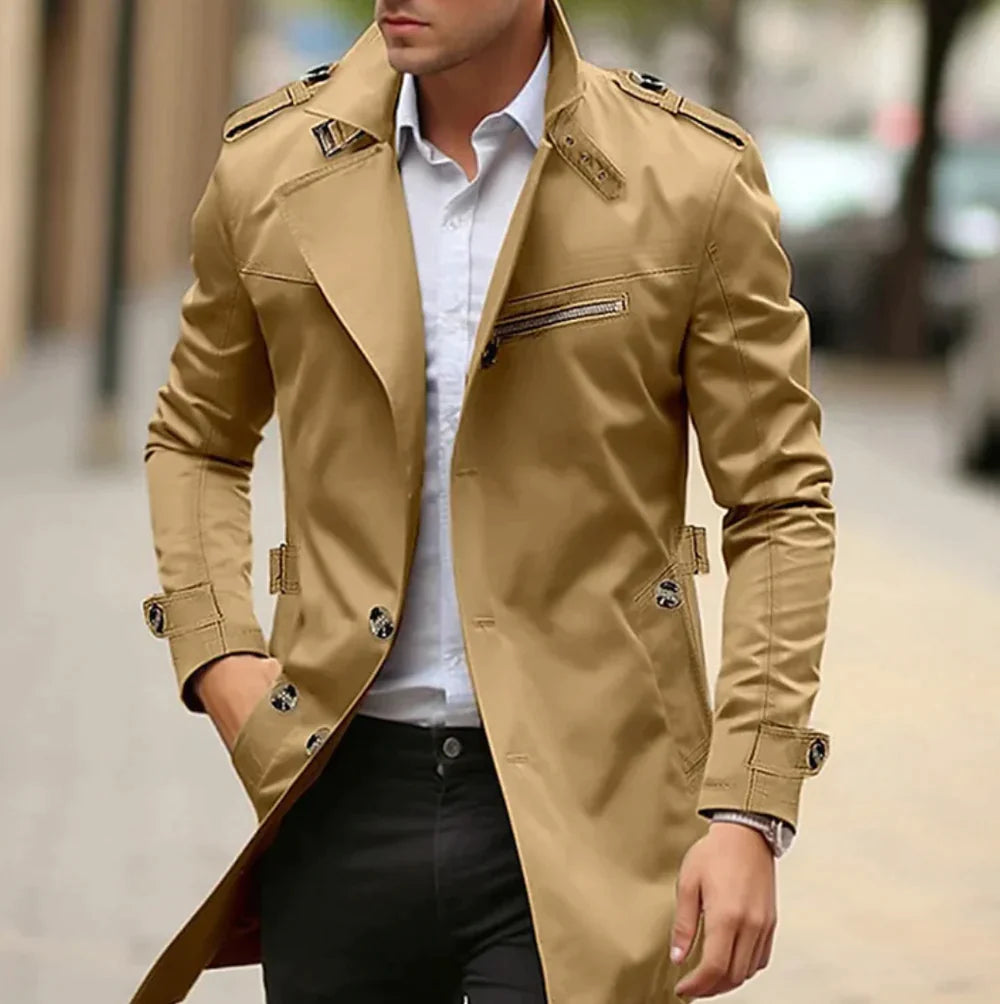 Herren Wetterfeste Übergangsjacke im klassischen Design in Donkerbeige