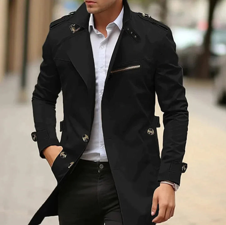 Herren Wetterfeste Übergangsjacke im klassischen Design in Schwarz