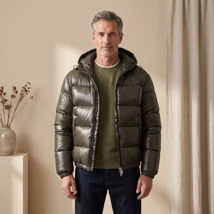 Herren Winterjacke mit Daunenfüllung und verstellbarer Kapuze