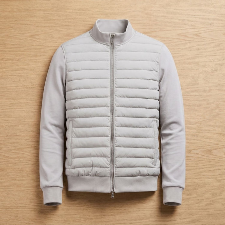 Herren Winterjacke mit Hybrid-Design und Steppung in Hellgrau