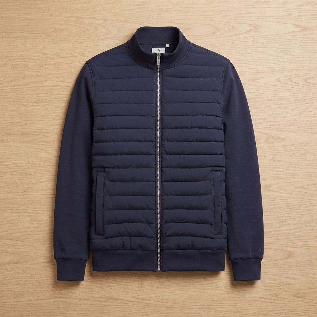 Herren Winterjacke mit Hybrid-Design und Steppung in Marineblau