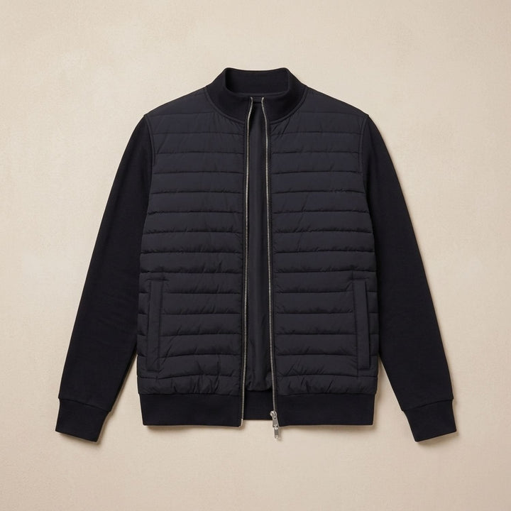 Herren Winterjacke mit Hybrid-Design und Steppung in Schwarz