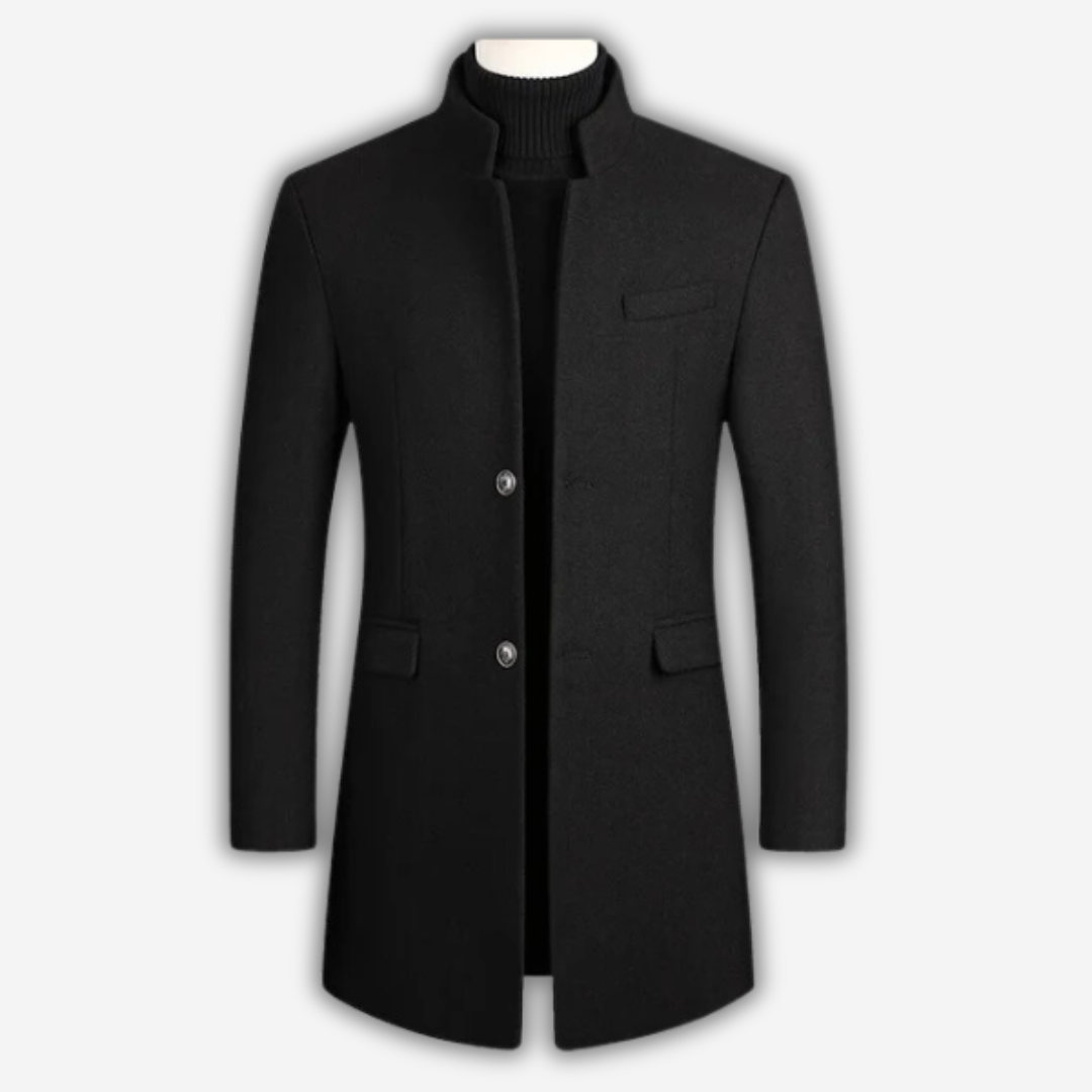 Herren Wollmantel elegant für den Herbst in Schwarz