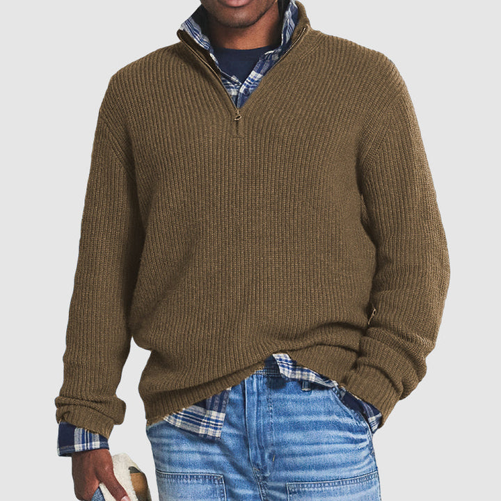 Herren Zip-Pullover für Business und Alltag in Braun