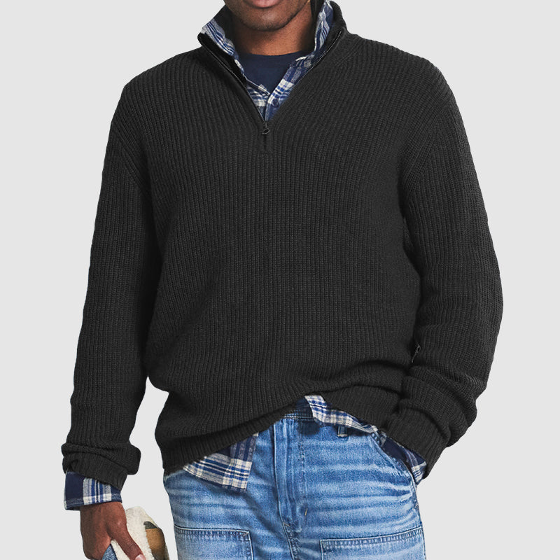 Herren Zip-Pullover für Business und Alltag in Schwarz