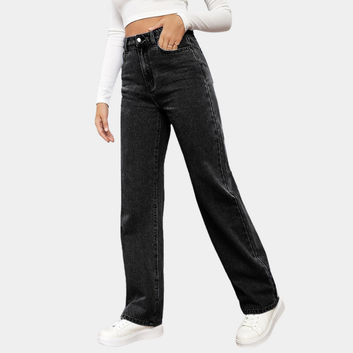 High-Waist Straight-Leg Jeans Jeans in Schwarz