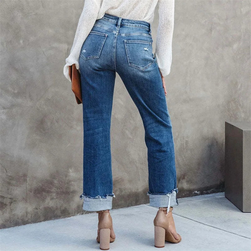 Jeans mit hoher Taille und Knopfleiste (2)