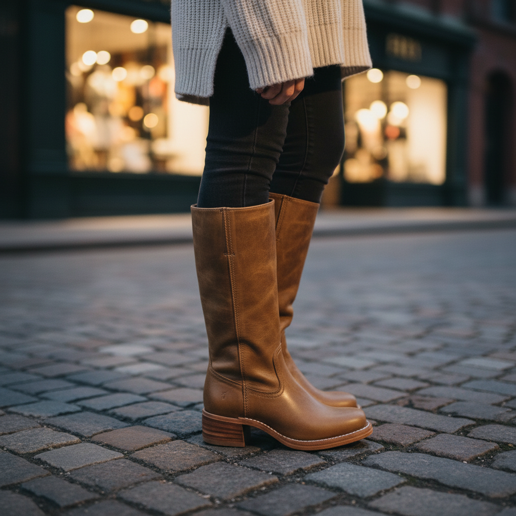 Klassische Damen Hochschaft Lederstiefel zum Herbst