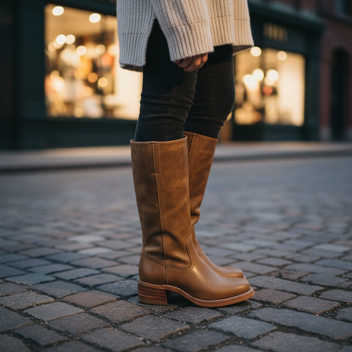 Klassische Damen Hochschaft Lederstiefel zum Herbst