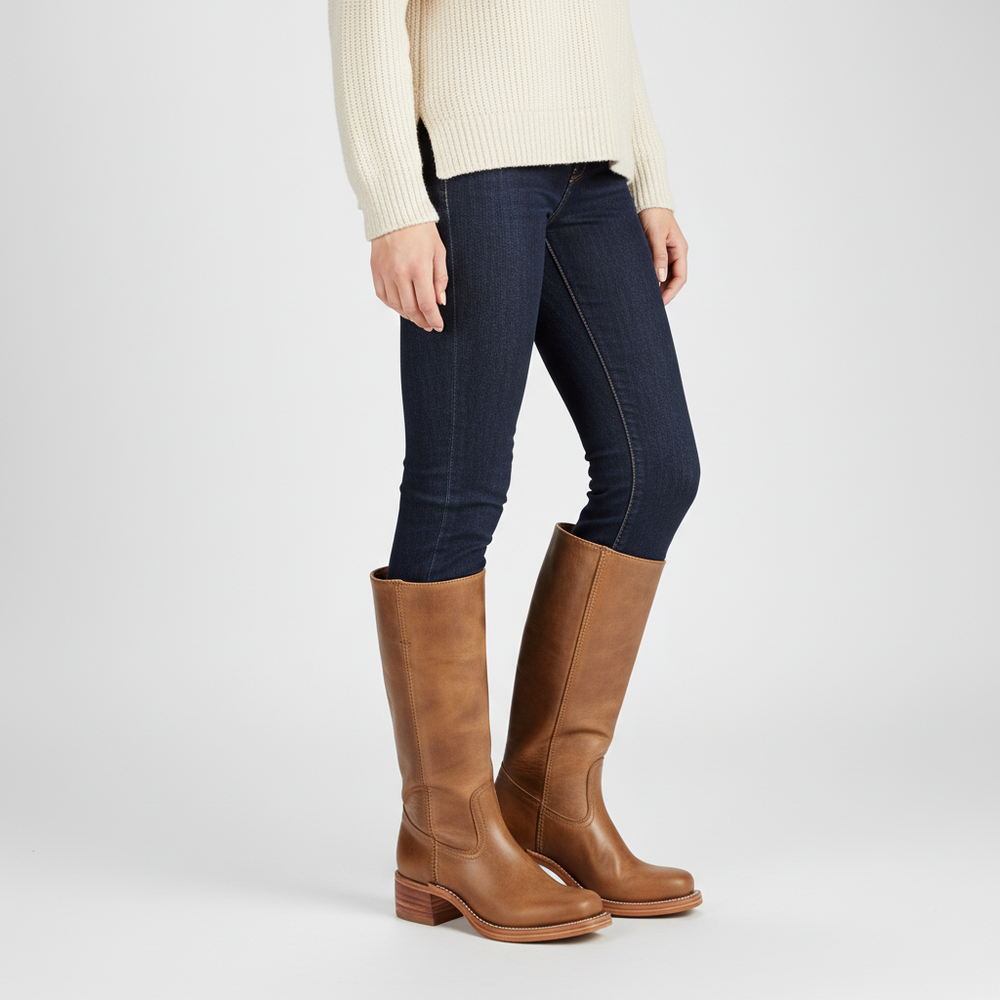 Klassische Damen Hochschaft Lederstiefel zum Herbst (2)