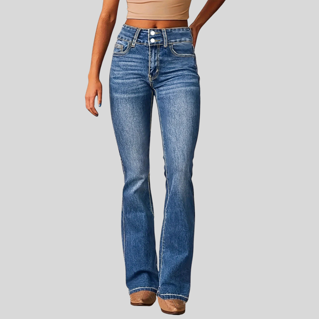 Klassische Damen Jeans mit hohem Bund in Blau
