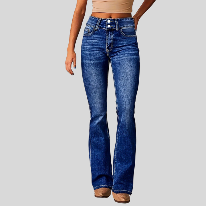 Klassische Damen Jeans mit hohem Bund in Dunkelblau
