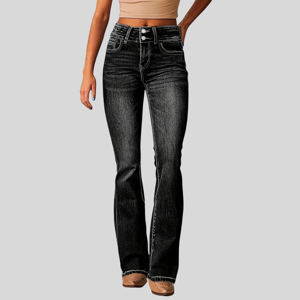 Klassische Damen Jeans mit hohem Bund in Schwarz