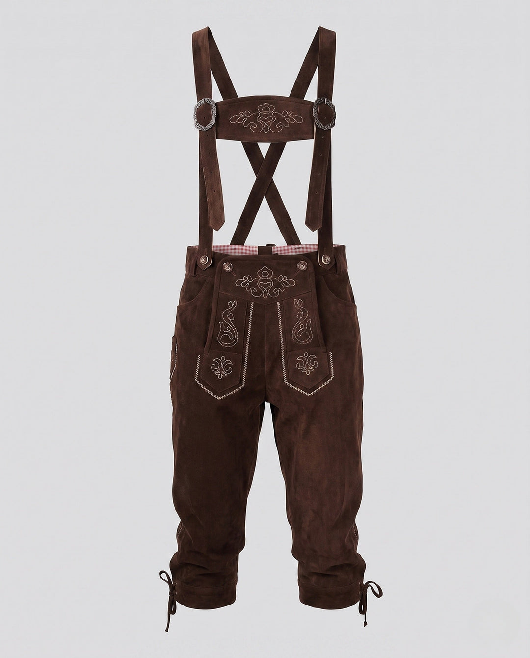Klassische Damen Lederhose für Oktoberfest in Dunkelbraun