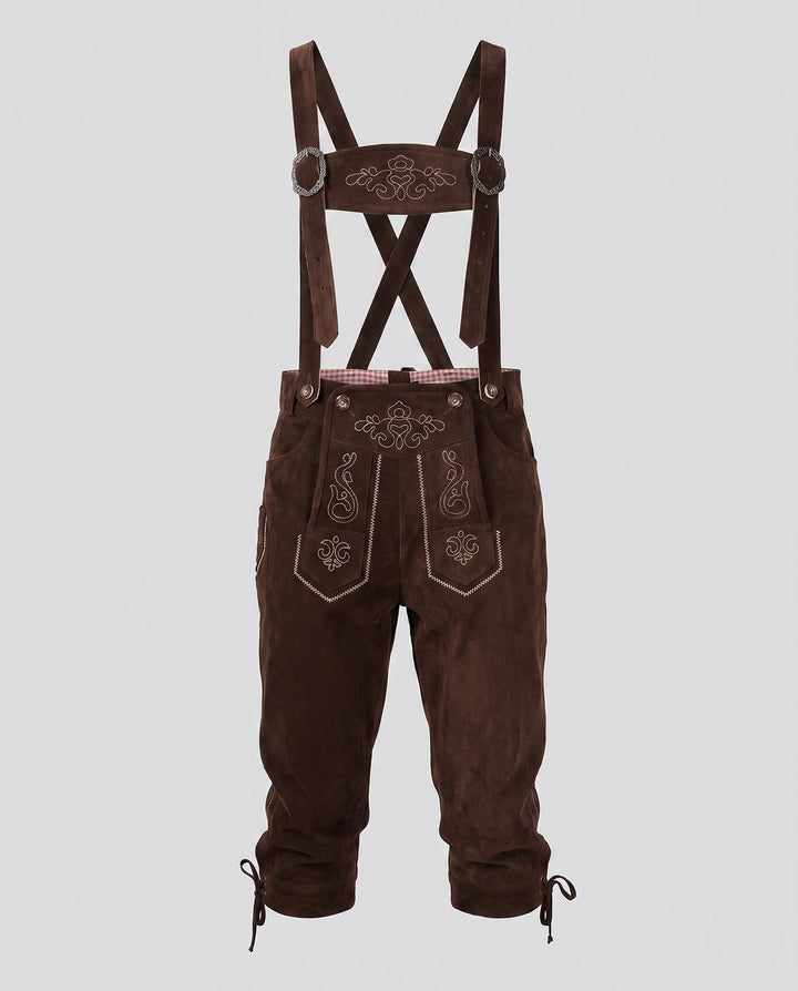 Klassische Damen Lederhose für Oktoberfest in Dunkelbraun