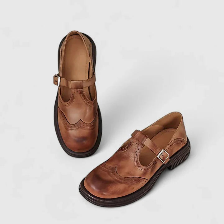 Klassische Damen Stiefeletten aus Leder mit T-Riemen (3)