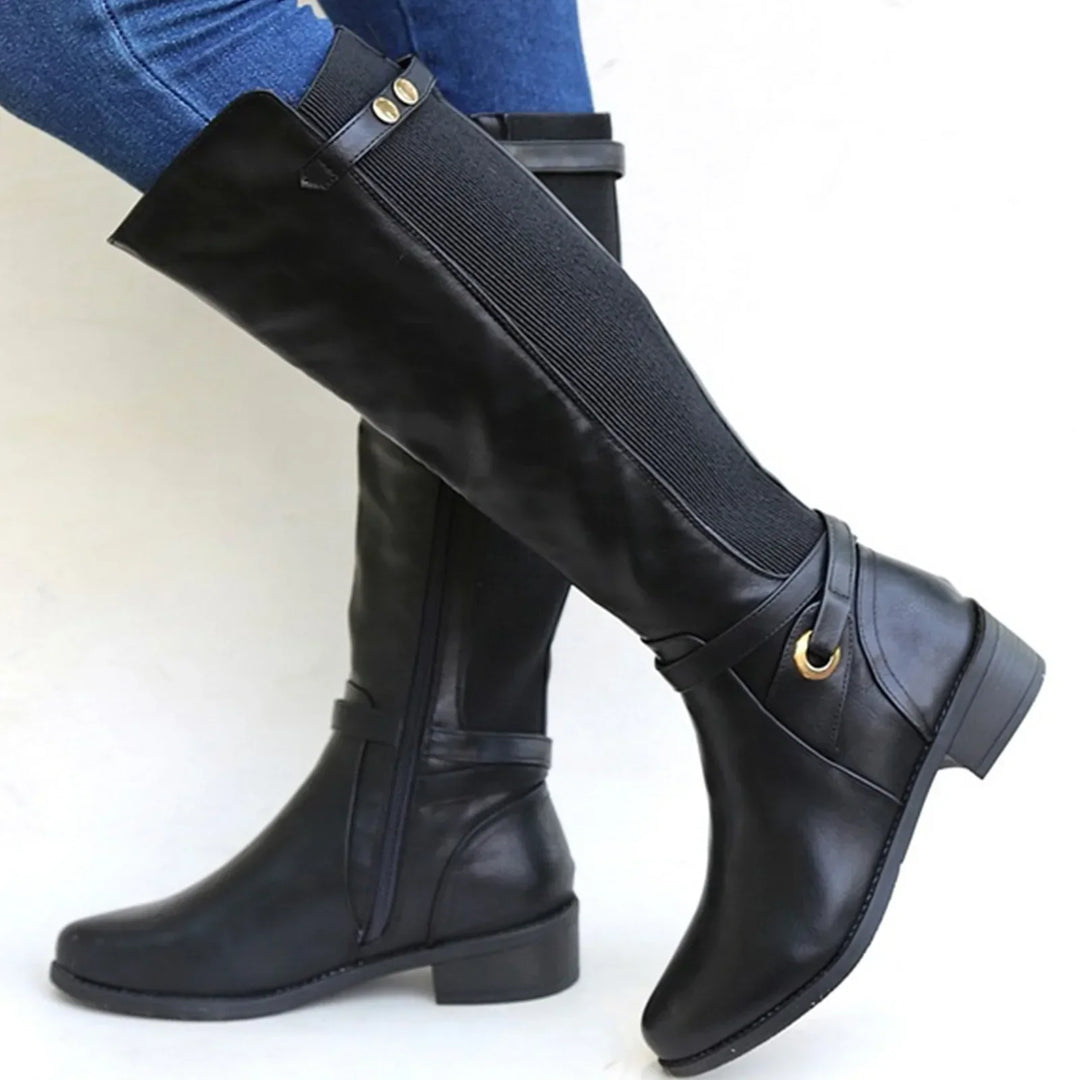 Klassische Damen Stiefeletten aus Leder in Schwarz