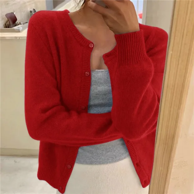 Klassische Damen Strickjacke für den Alltag in Rot