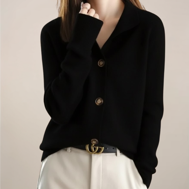 Klassische Damen Strickjacke für kühle Übergangstage in Schwarz