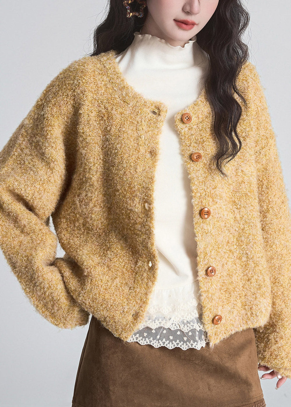 Klassische Damen Winterjacke aus Strickgewebe (2)
