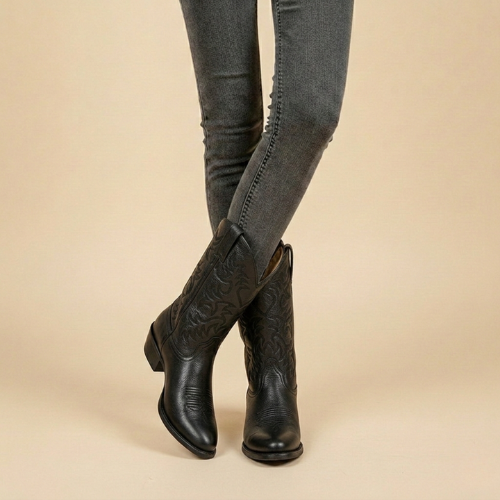 Klassische Damen Winterstiefel zeitlos elegant in Schwarz 1