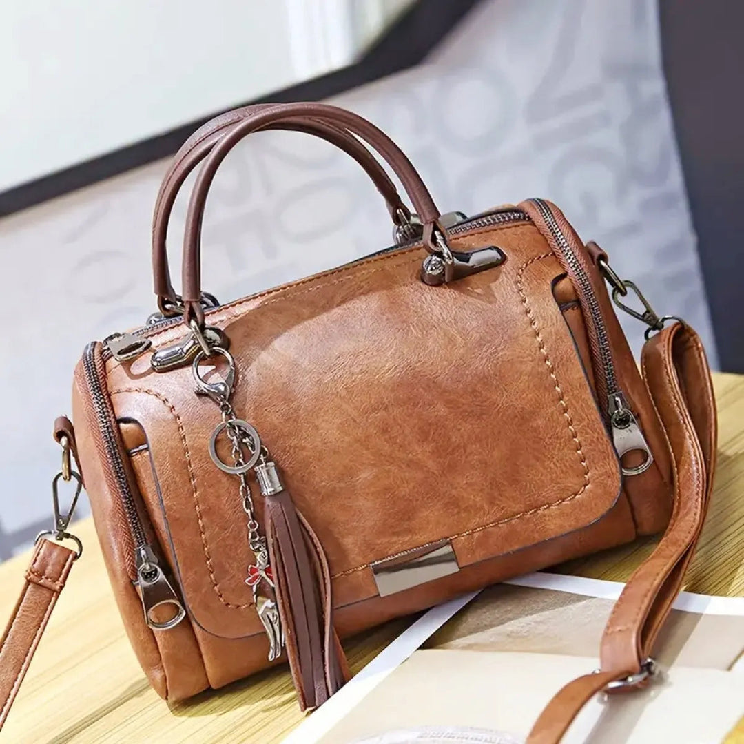 Klassische Elegante Damen Handtasche im Vintage-Look in Braun