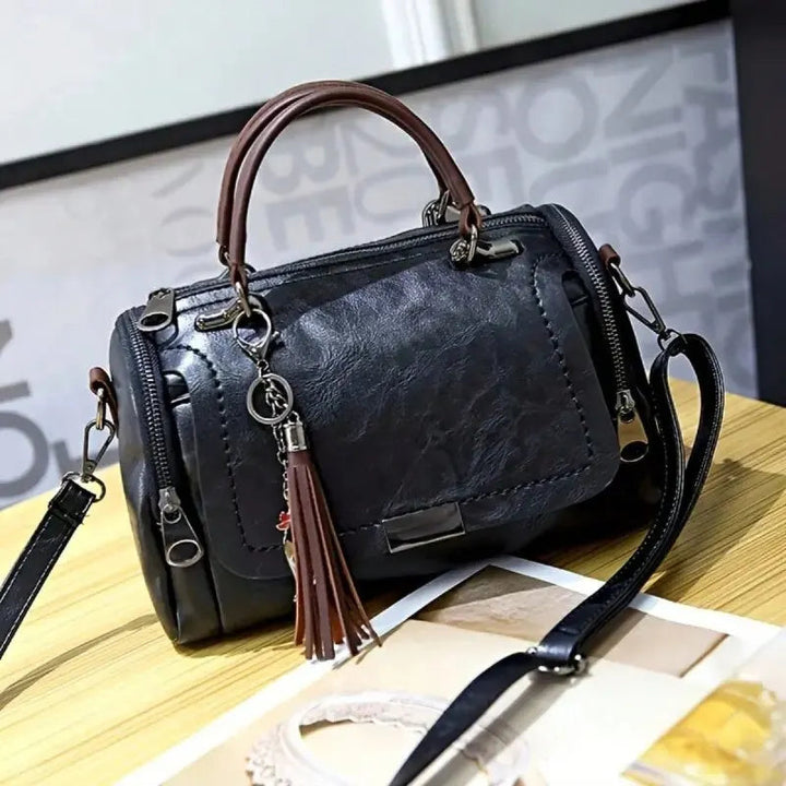 Klassische Elegante Damen Handtasche im Vintage-Look in Schwarz