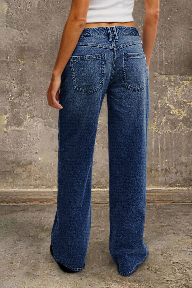Klassische gerade Damen Jeans mit mittlerem Bund (14)