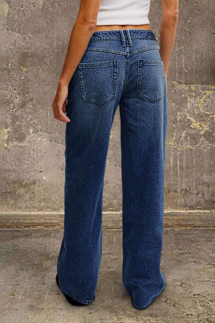 Klassische gerade Damen Jeans mit mittlerem Bund (14)