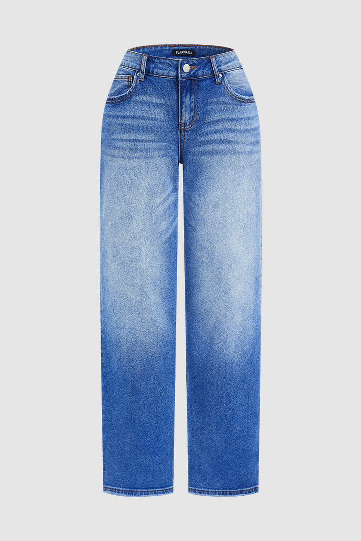 Klassische gerade Damen Jeans mit mittlerem Bund (5)