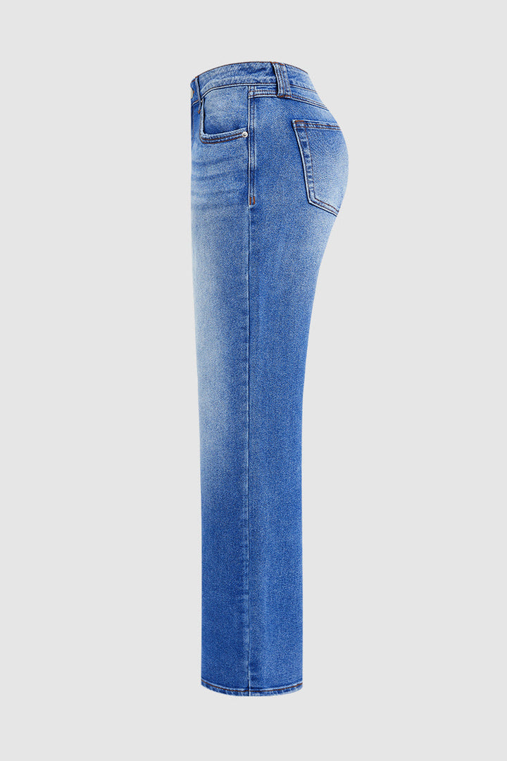 Klassische gerade Damen Jeans mit mittlerem Bund (6)