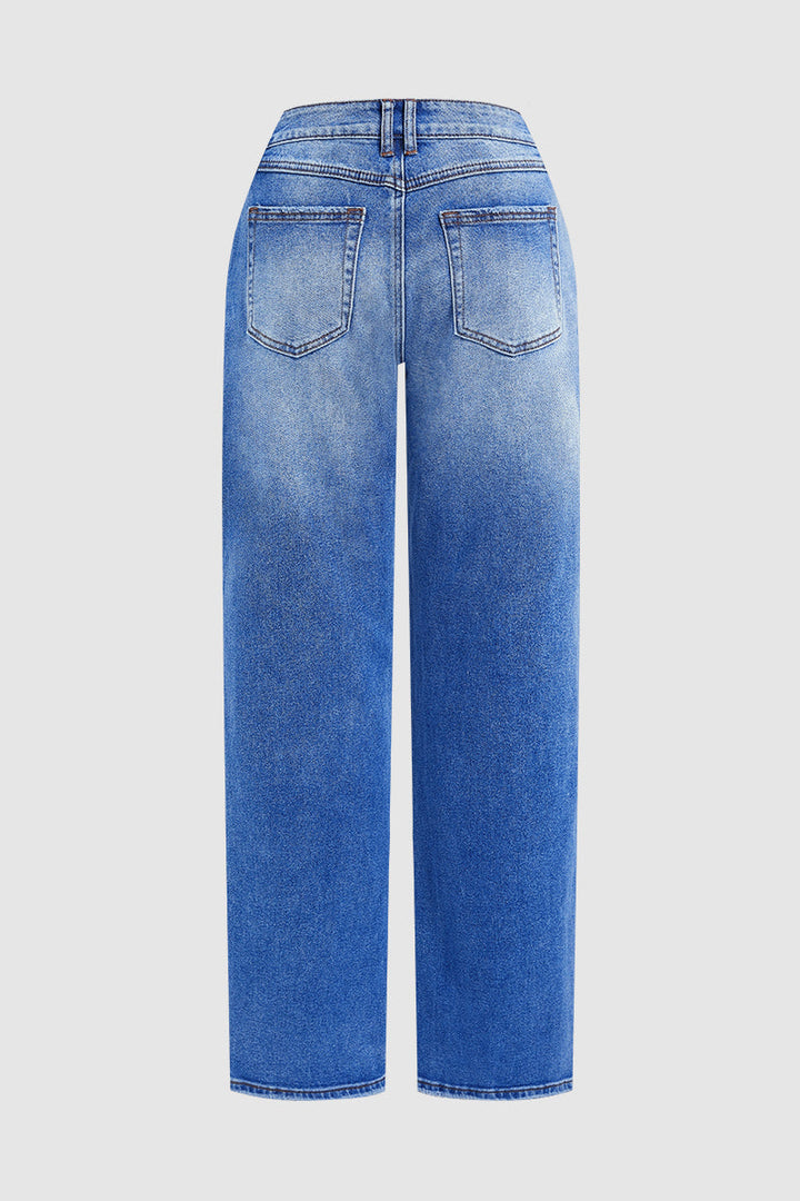 Klassische gerade Damen Jeans mit mittlerem Bund (7)
