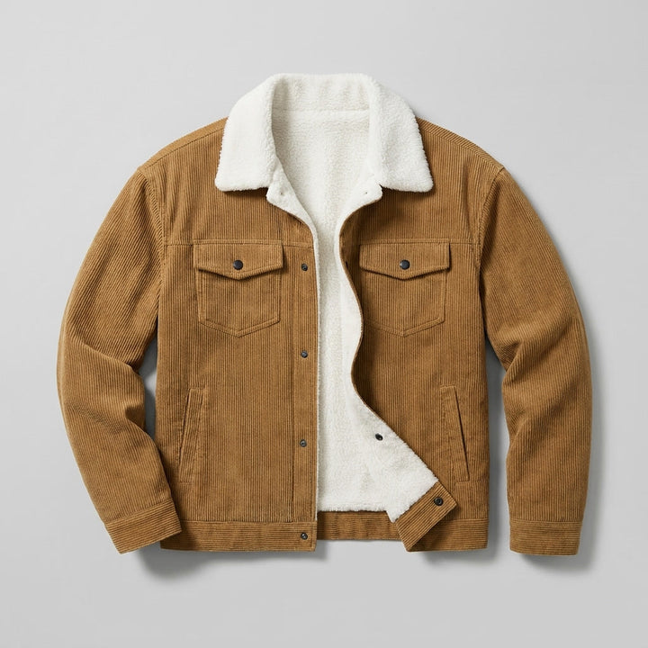 Klassische Herren-Winterjacke aus Kordstoff zum Schichten in Braun 1