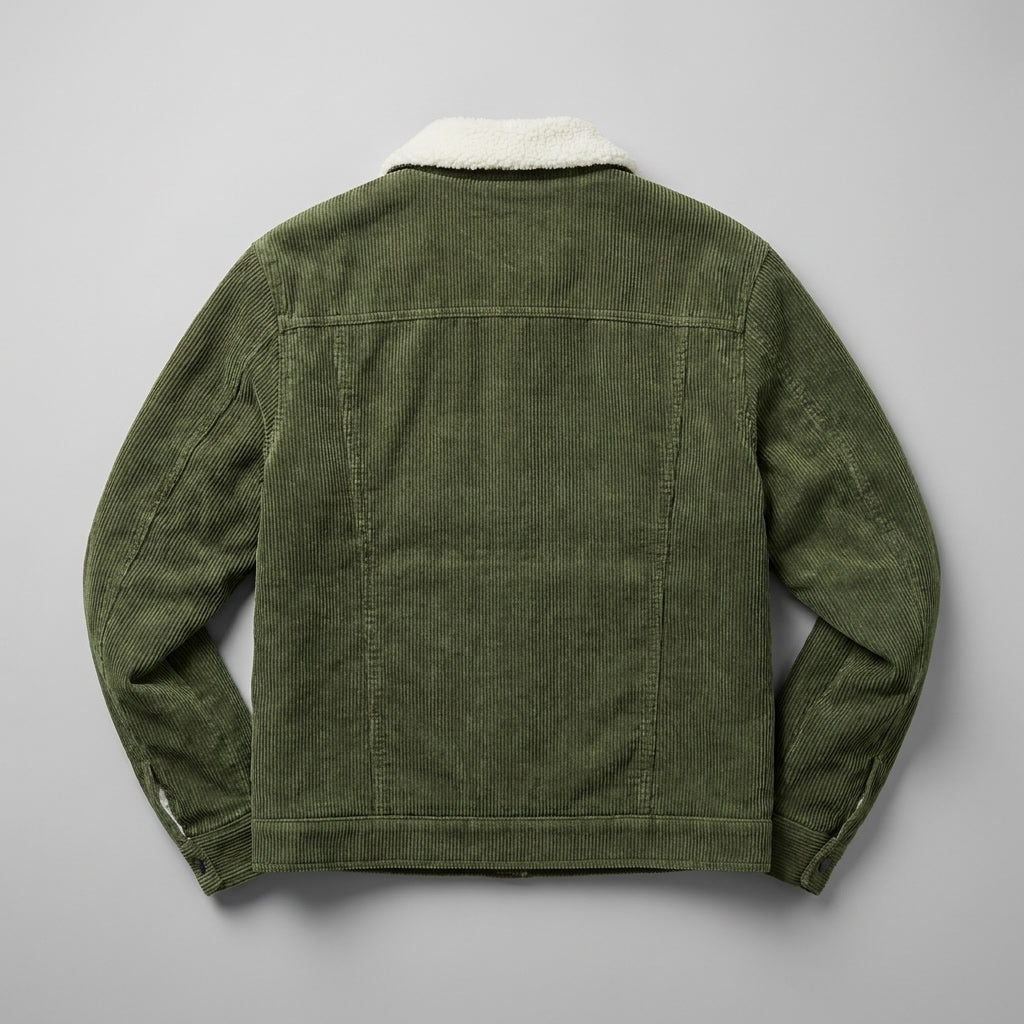 Klassische Herren-Winterjacke aus Kordstoff zum Schichten in Grün 3
