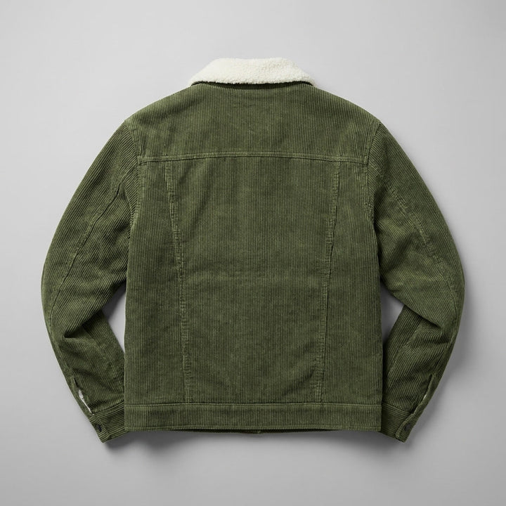 Klassische Herren-Winterjacke aus Kordstoff zum Schichten in Grün 3