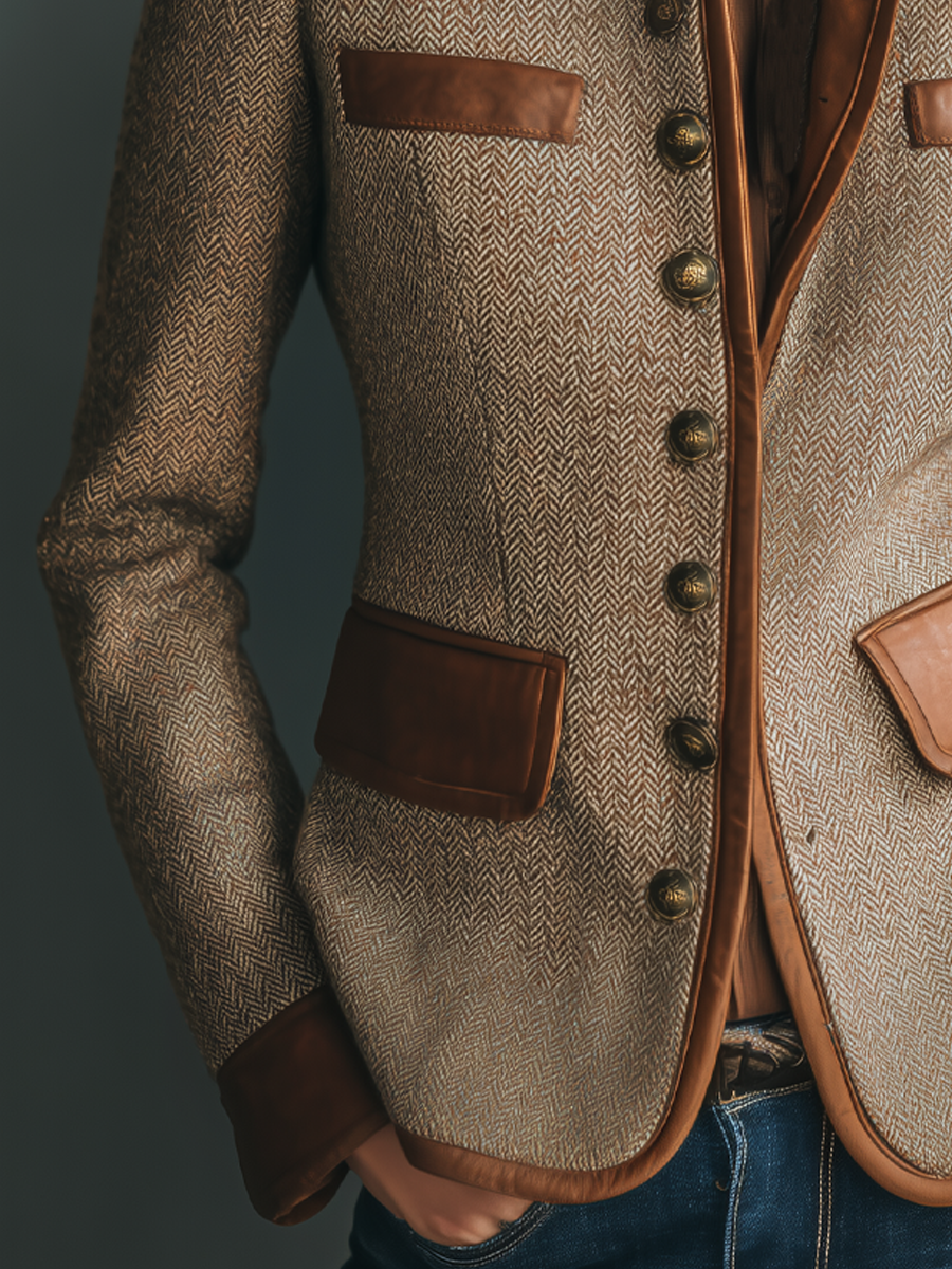 Klassische Jacke mit Vintage-Charme und Taschen (4)