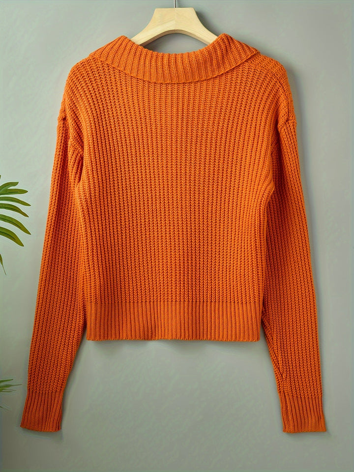 Klassische Rippstrick Cardigan in Orange-Red