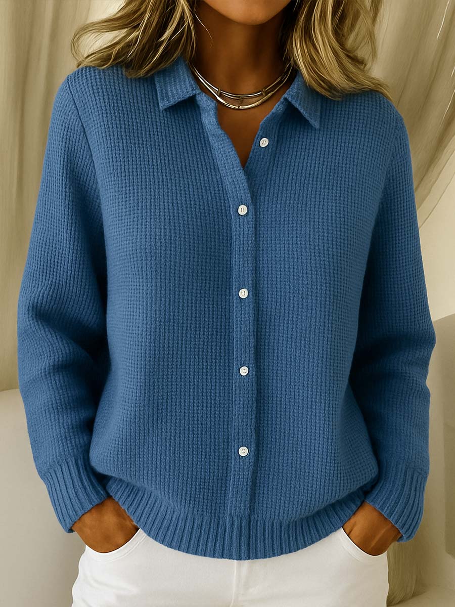 Klassische Strickjacke Damen mit Knopfleiste in Marineblau