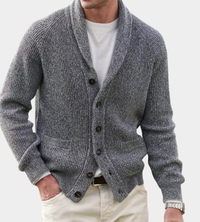 Elias | Klassische strukturierte Herren Strickjacke für Herbst